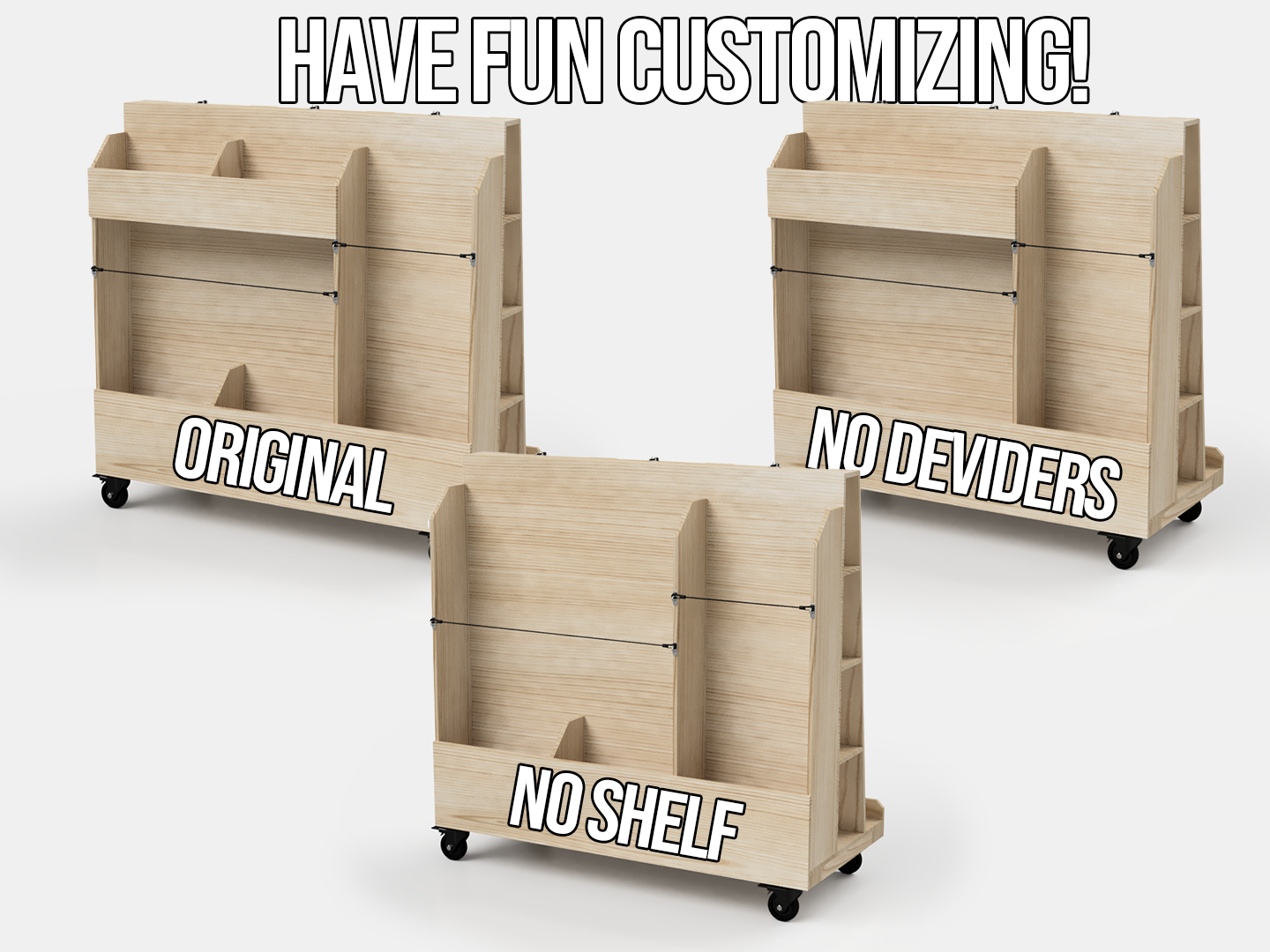 Lumber Cart Plans – Mobile Wood Storage for Boards and Sheets, Includes Separate Metric & Imperial Plans