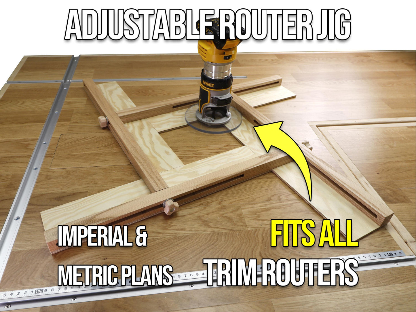 Adjustable Router Jig Plans – Imperial & Metric, Customizable to Any Router, Easy Build with Video!