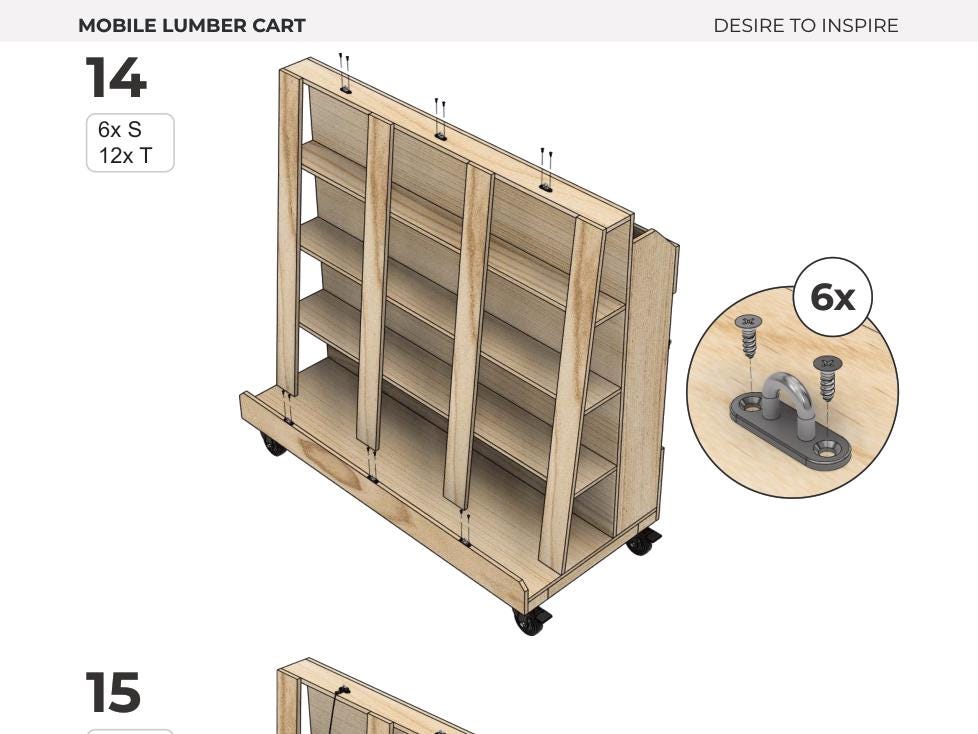 Lumber Cart Plans – Mobile Wood Storage for Boards and Sheets, Includes Separate Metric & Imperial Plans