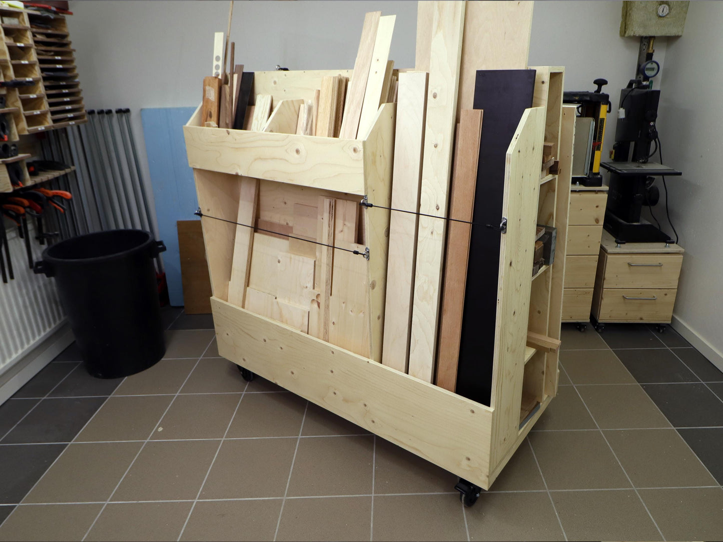 Lumber Cart Plans – Mobile Wood Storage for Boards and Sheets, Includes Separate Metric & Imperial Plans