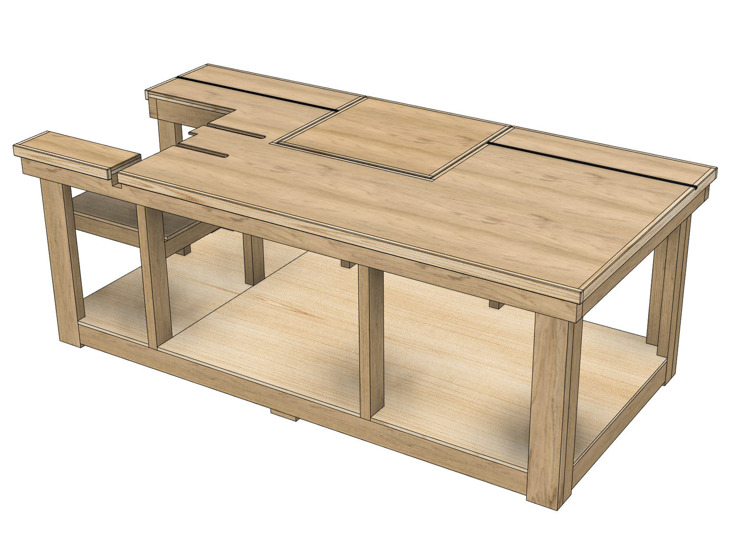 Miter Saw Flip-Top Workbench with a Table Saw | Plans in Imperial and Metric